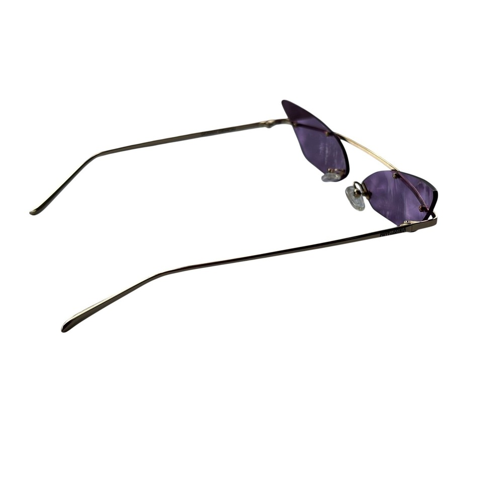 Poppy Lissiman Skinny Cat Eye Sunglasses Purple Gold Y2K Futuristic Cyber - Picture 5 of 7